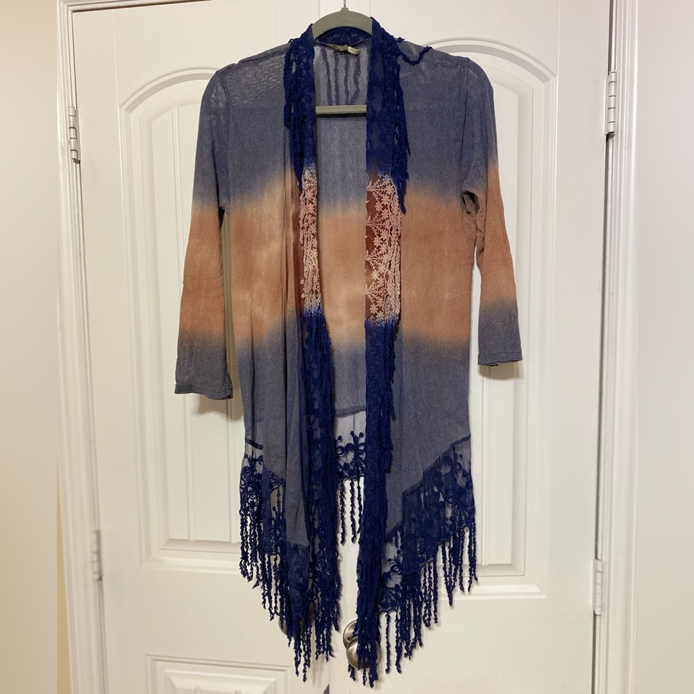 Gimmicks ombré fringe open cardigan XS